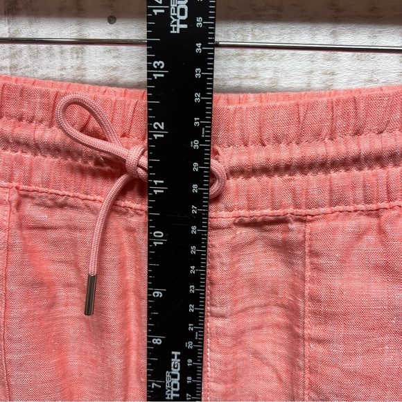 Athleta Pants Womens 10 Orange Persimmon Linen Retreat Joggers Zip Pockets - Picture 13 of 14